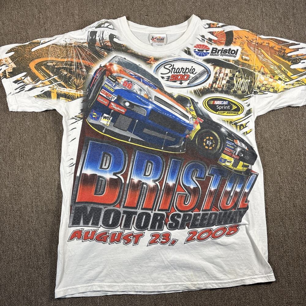 2008 NASCAR Bristol Motor Speedway T-shirt AOP Large Sharpie 500